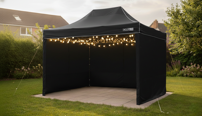 Black Gazebo Hire – 4.5m x 3m (With Sides)